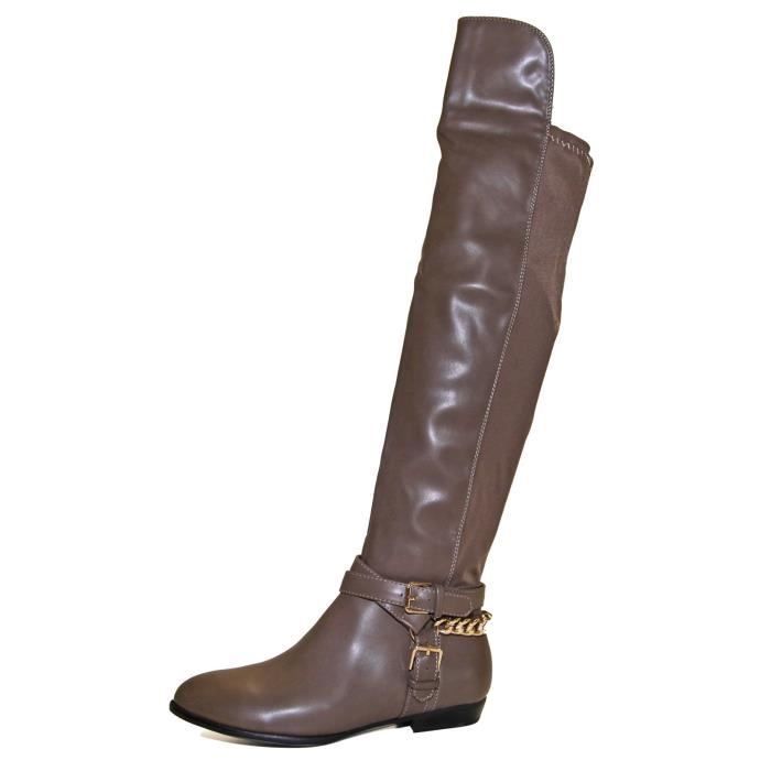 cuissardes cuir marron femme