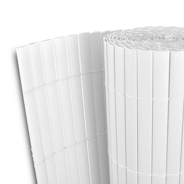 Cloture de jardin PVC Blanc Double face 500 x 200 cm Latte 12 cm Cette