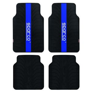 Jeu de 4 tapis SPARCO noirs + bande bleue