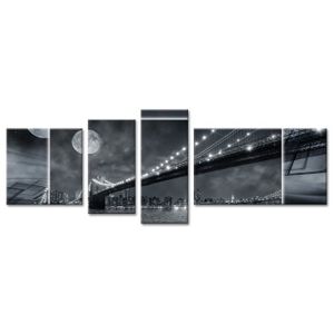 MOON Tableau multi panneaux 160x60 cm noir ville