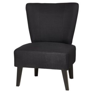 ANGELINA Fauteuil pieds en bois bouleau massif - Rev?tement tissu noir - Style contemporain - L58 x P48 cm