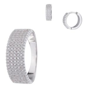 AMBROSI JEWELLERY Coffret Bague et Boucles d'Oreilles Argent 925° et Oxydes de Zirconium Femme