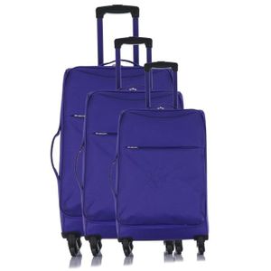 LES P'TITES BOMBES Set de 3 Valises Souple 4 Roues 50-60-69 cm ANA?S Purple