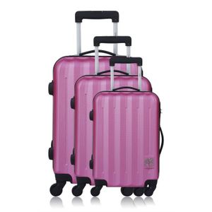 LES P'TITES BOMBES Set de 3 Valises Rigide ABS 4 Roues 50-60-69cm ABY Rose