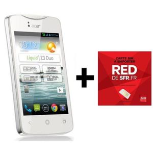 SMARTPHONE Pack Acer Liquid Z3 Blanc + Carte SIM RED SMARTPHONE Pack Acer Liquid Z3 Blanc + Carte SIM RED