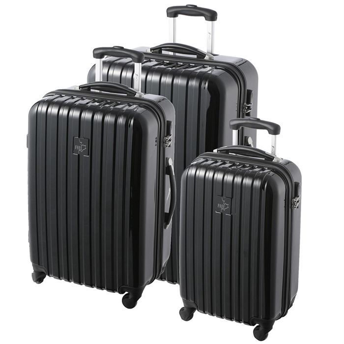 FREE Set de 3 valises trolley GUEPARD Noir Achat / Vente set de