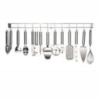 ENSEMBLE USTENSILES - LOT USTENSILES  Support inox + 12 ustensiles métal