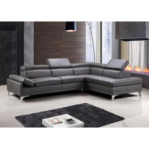 Vente unique Canapé d'angle cuir Colisee Gris Angle gauche Achat / Vente