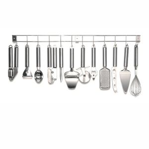 ENSEMBLE USTENSILES - LOT USTENSILES  Support inox + 12 ustensiles métal