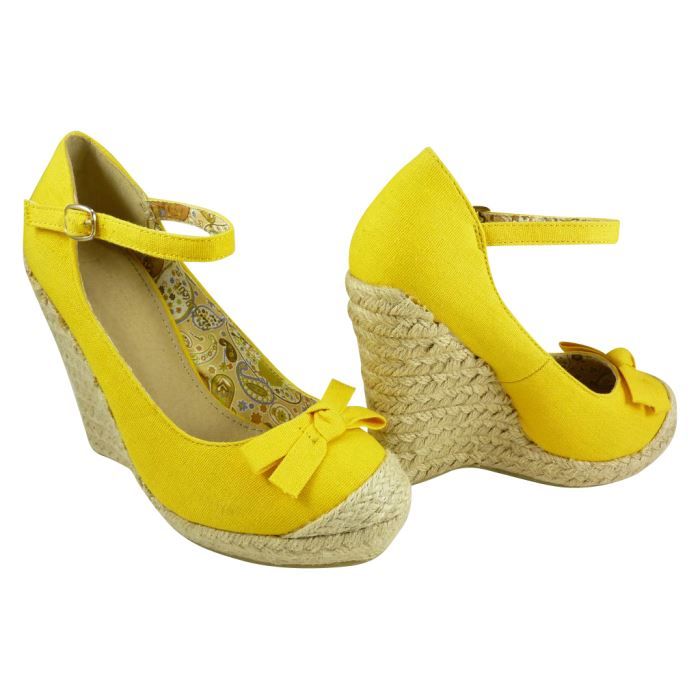 talons h jaune Achat / Vente Espadrilles compensées à ta? Jaune