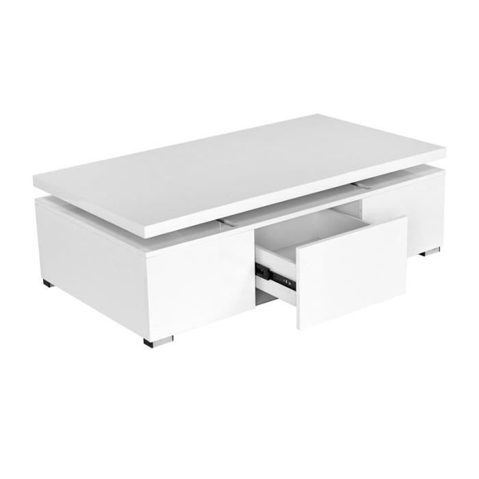 table basse relevable blanc laque