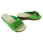 MULE Mules femme compensées à pompons Vert