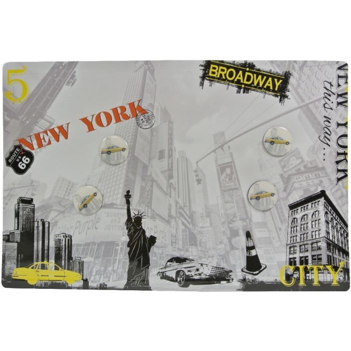 Tableau Memo Cuisine + 4 Petits Magnets New York Taxi City Dimension