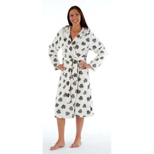 Peignoir de Bain Motif Empreinte avec Oreilles Doux Chaud Femme