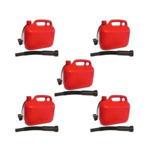 LOT de 5 Jerricans Plastique Rouge IMDIFA pour Hydrocarbures 10L