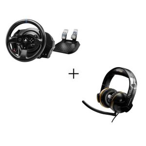 Pack Thrustmaster : T300RS volant + pédalier pour PS4 + Micro-Casque Gamer Y-300CPX GRWL Edition - Filaire