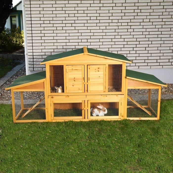 Cages à lapins en bois naturel 215 cm. - Achat / Vente clapier Cages à ...