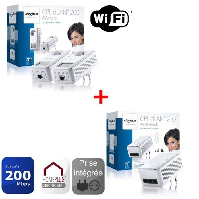 Adaptateur CPL Devolo DLAN 200 AV USB Extender - Extension USB Via Prise électrique Jusqu'à 300m - Partage Imprimante Et Disque Dur