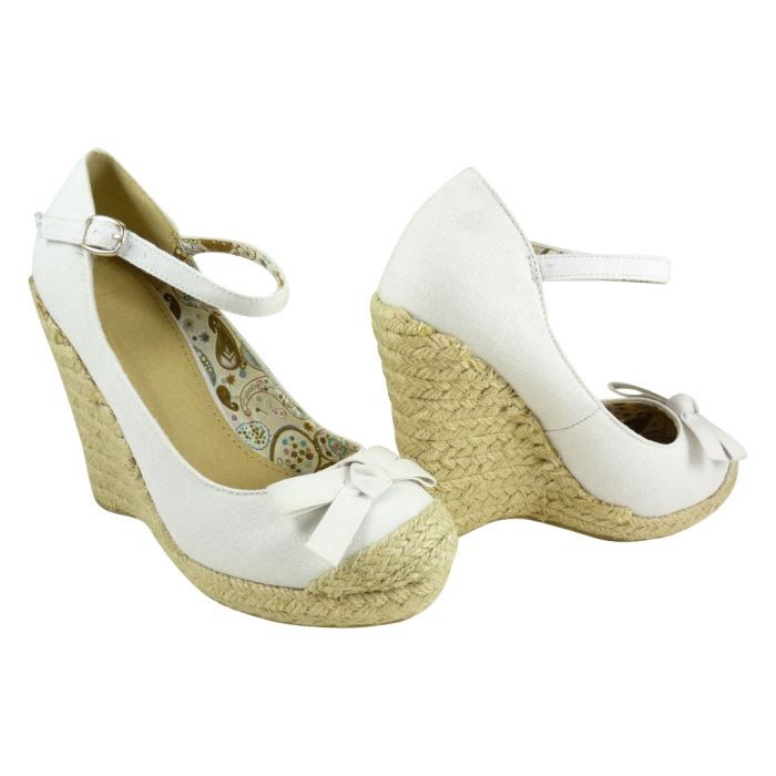 chaussure a talon compensé blanche