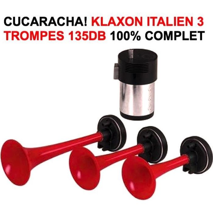! KLAXON ITALIEN 3 TROMPES 12V 135DB ! RAID PREPARATION 4X4 Produit