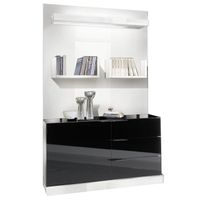  NUTY Rangement 120 x 190cm laqué Noir/Blanc