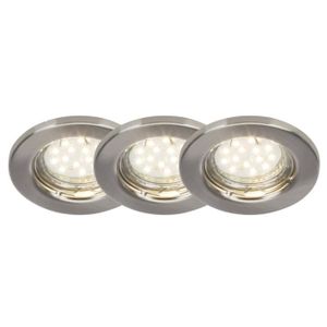 BRILLIANT Kit de 3 spots encastrable fixes Classic LED diam?tre 8 cm GU10 3W acier