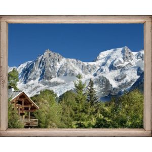 PLAGE Sticker Fen?tre trompe l'oeil adhésive - Montagne 160x75 cm