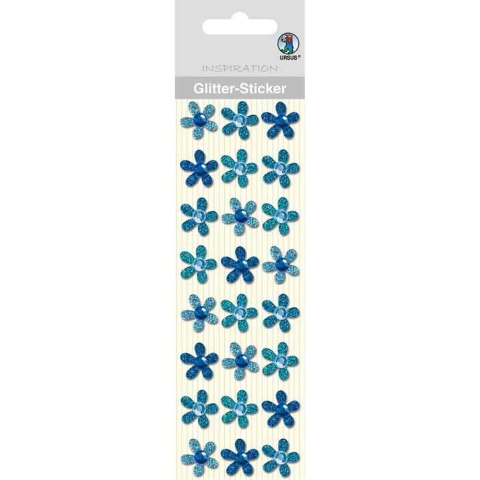 Autocollant brillant "fleurs", bleu Achat / Vente STICKERS Autocollant brillant "fleurs