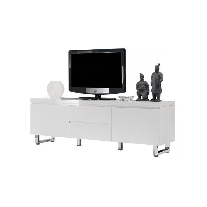 meuble tv design nora ii blanc laqué 2 portes 2 tiroirs blanc ... - Meuble Tv Design Blanc Laque Cavalli meuble tv design nora ii blanc laqué 2 portes 2 tiroirs blanc ... - Meuble Tv Design Blanc Laque Cavalli