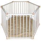 PARC BEBE ATELIERS T4 Parc hexagonal bois blanc fond textile