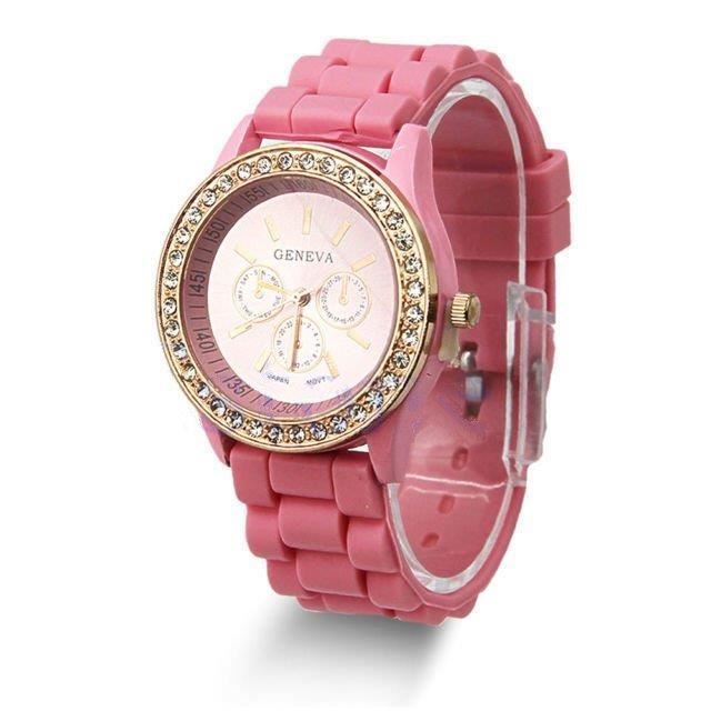 Montre Rose à Strass Avec Pile - Modèle Féminin/fille, Aiguilles, Neuve Avec étiquette