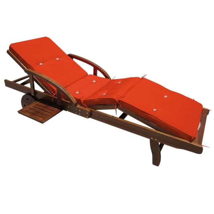 Coussin pour chaise longue de jardin en bois tropical.Composé de