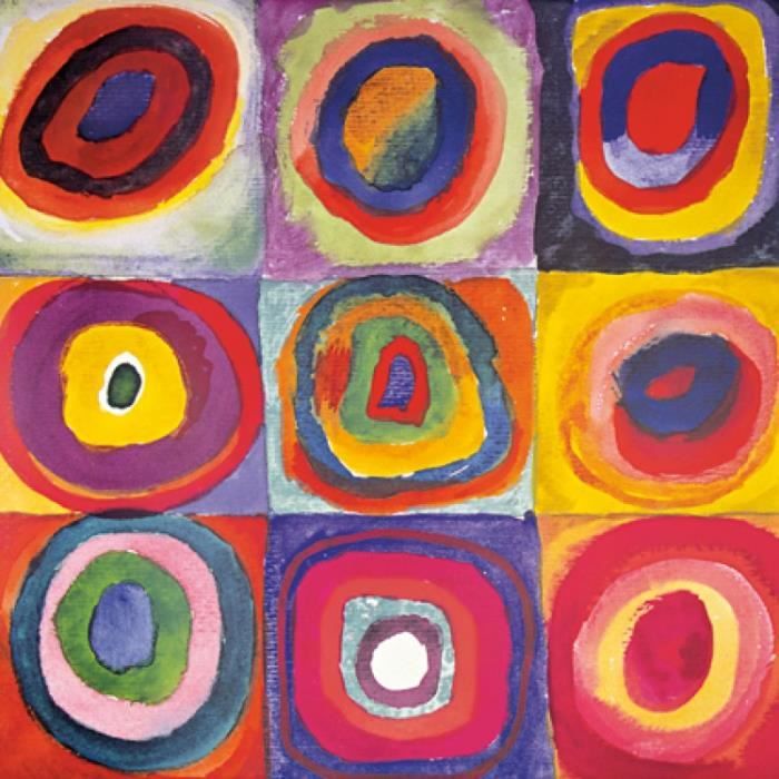 étude De Couleurs Carrés Avec Cercles Concentriques