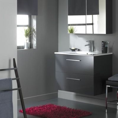 armoire salle de bain gris laque