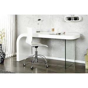 Bureau design blanc laque et verre timmen