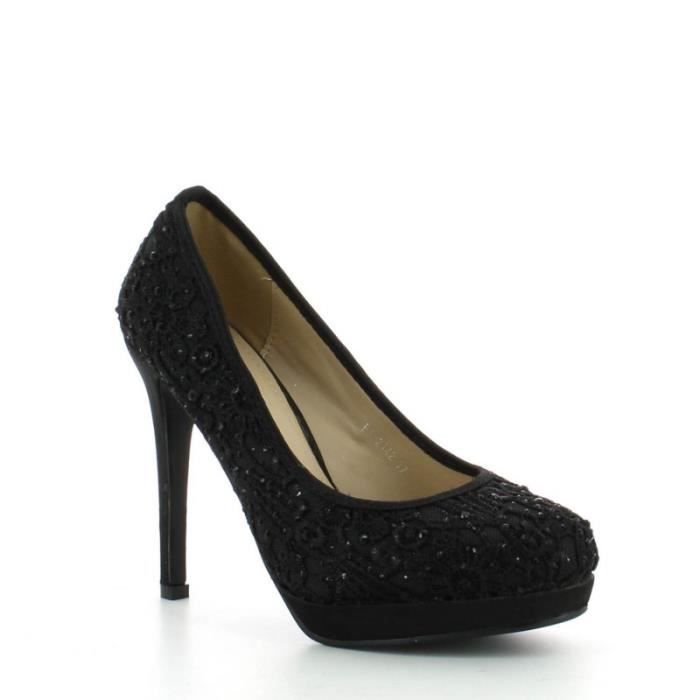 Escarpins orn&eacute;s de dentelle incrust&eacute;e de strass Ielena Escarpins
