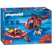 UNIVERS MINIATURE Playmobil Sauveteurs Hélico Bateau Pneumatique