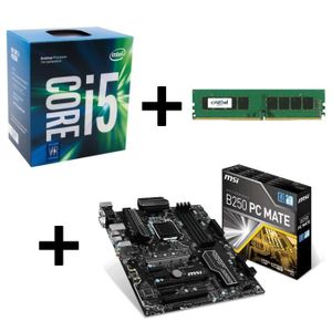 KIT Evo Intel Processeur Kaby Lake - Core i5-7400 - 3.0GHz + MSI Carte m?re B250 PC MATE - LGA 1151 + Crucial Mémoire PC - 4Go
