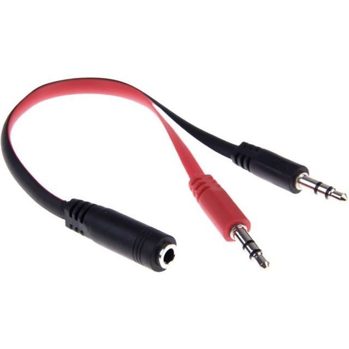 3.5mm Femelle Vers 2 Double Mâle Jack Audio Câble Splitter Adaptateur