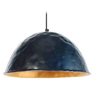 LATAS Lustre - suspension métal Campanule martelée, 40 cm, noir et or