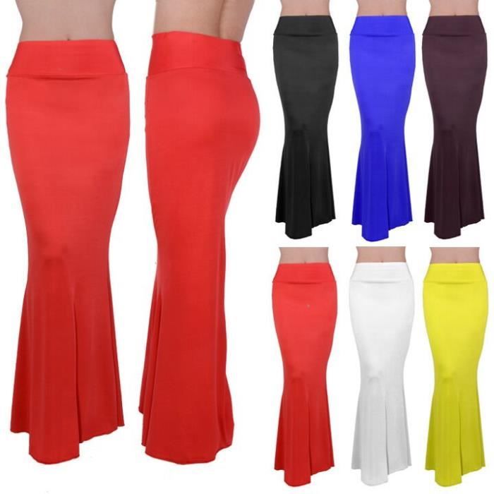 taille haute crayon Bodycon Robes Midi Jupes Rouge