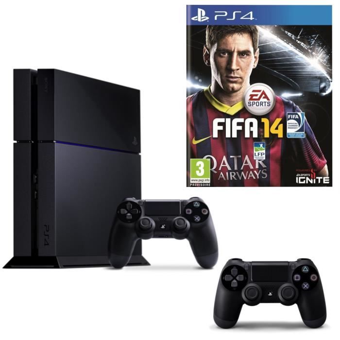 SORTIE CONSOLE PS4 Pack Console PS4 + FIFA 14 + 1 Manette DualShock