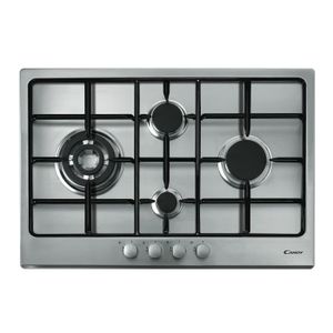 CANDY CTG1047X - Table de cuisson Gaz - 4 foyers - 9250W - L75 x P51cm - Rev?tement inox - Coloris Inox
