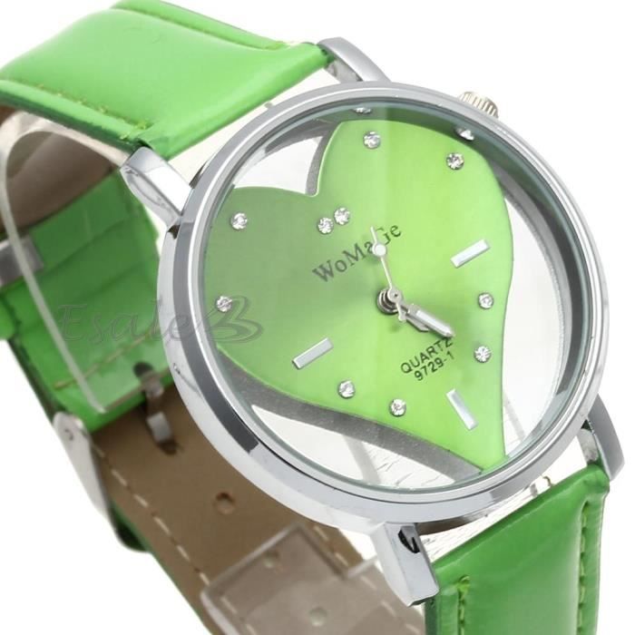 OFFCUP Montre Pour Femme, Montre Femmes Bracelet En Cuir, Montre Analogique Quartz Avec Cadran Etoilu00e9 Et 3 Aiguilles, Montre De Poignet Pour Ladies Mode U00c9lu00e9gant Pour Femmes Filles (Rose