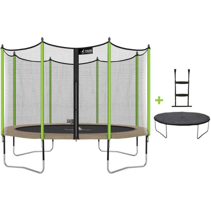 Trampoline Kangui JUMPI Pack 360 avec sa cage de protection sur VigiPiscine