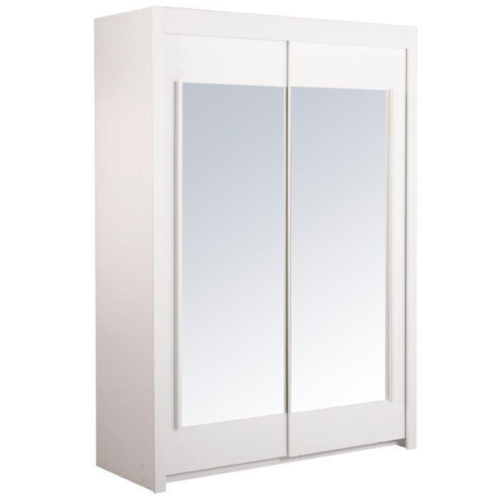 Armoire 2 portes coulissantes 160 cm Blanc NITY Achat / Vente