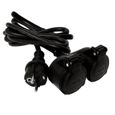MULTIPRISE - RALLONGE - ENROULEUR Prolongateur bi-tête 5 m Noir