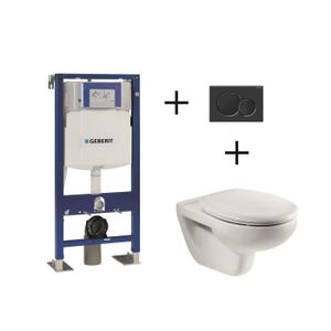 GEBERIT Bâti-support 112 cm avec plaque noir et cuvette Mitos
