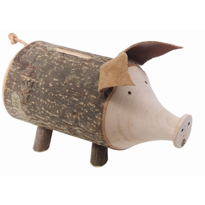 Cochon tirelire en bois Piggy