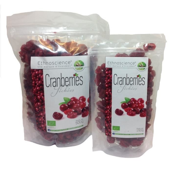 Cranberries séchées bio* sachet 500g Achat / Vente légumes secs